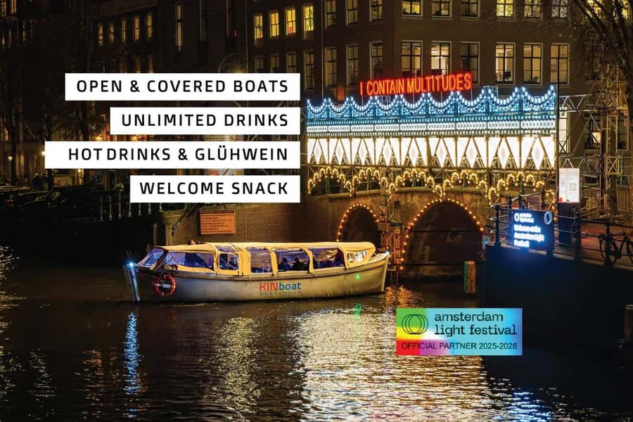 Amsterdam: Light Festival Boat Tour with Warm Drinks - Why the open boat changes the view