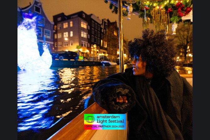 Amsterdam Light Festival: Cruise Unlimited Drinks & Bite option - Open boat views, cold air, and rain plans