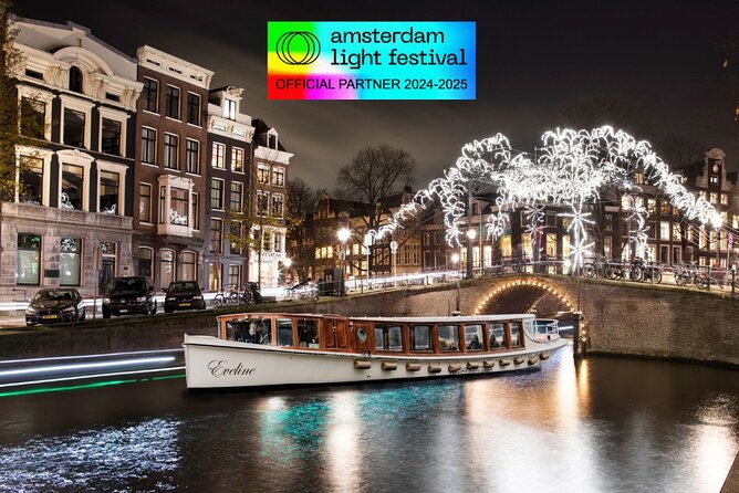 Amsterdam Light Festival: Heated Boat Cruise + Hot Drinks & Bite - What the 75-minute itinerary feels like