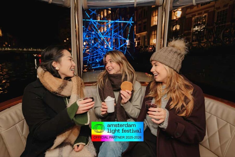 Amsterdam: Light Festival Heated Cruise with Drinks Option - Settling into a heated, covered saloon boat