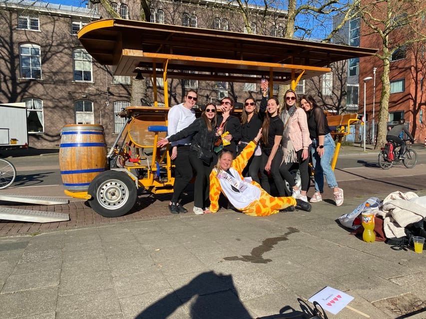 Amsterdam: Party Bike Tour with Beer - Boarding the shared pedal pub