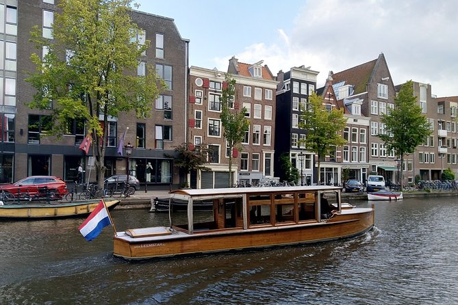 Amsterdam small-group canal cruise in 1920s saloon boat - Prinsengracht and the Anne Frank House