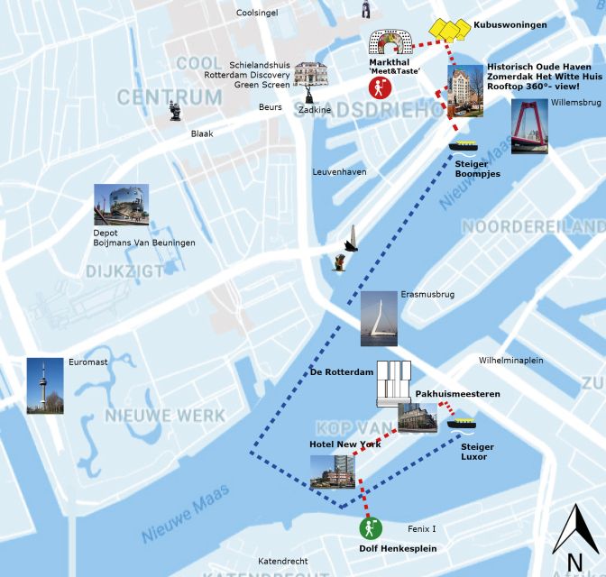 Rotterdam: De Rotterdam, Cube Houses, Watertaxi and Markthal - Wilhelminapier and the giant De Rotterdam